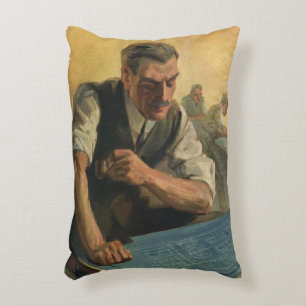 Vintage Business Architect and Building Blueprints Accent Pillow