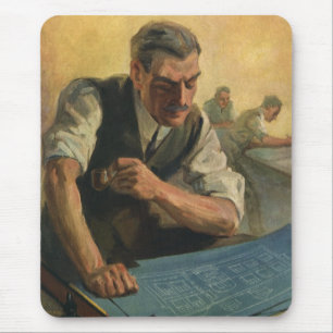 Vintage Business Architect and Building Blueprints Mouse Pad