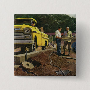 Vintage Business Architect Construction Contractor Button