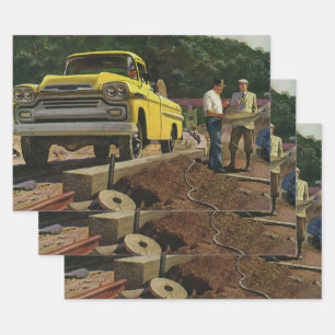 Vintage Business Architect Construction Contractor Wrapping Paper Sheets