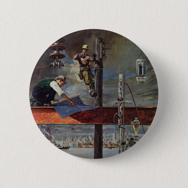 Vintage Business, Architects and Construction Button (Front)