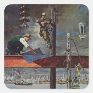 Vintage Business, Architects and Construction Square Sticker