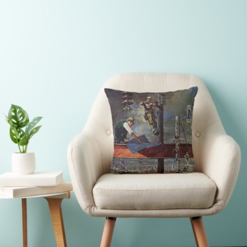 Vintage Business Architects and Construction Throw Pillow