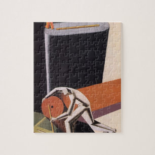 Vintage Business, Art Deco Fabrics and Textiles Jigsaw Puzzle