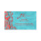 Vintage Business Card Damask Suede Blue Red 2
