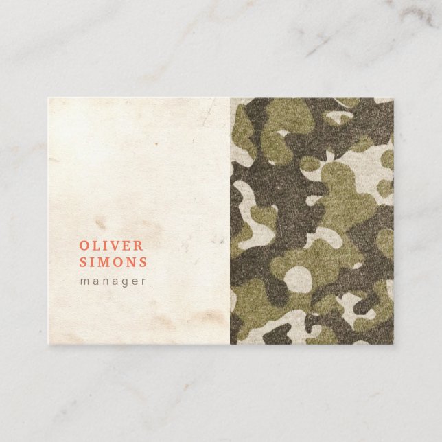 Vintage Business Card with military pattern (Front)