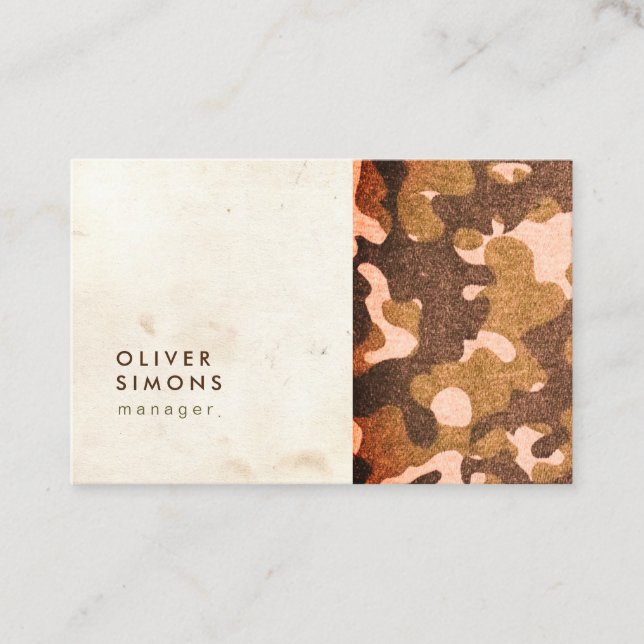 Vintage Business Card with military pattern (Front)
