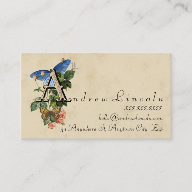 Vintage Business Cards | A monogram (Front)