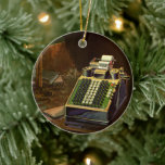 Vintage Business Comptometer Accounting Calculator Ceramic Ornament<br><div class="desc">Vintage illustration business finance design featuring a comptometer. An old fashioned accounting machine or antique adding machine in an accountant's office on a desk. Includes a paper ribbon to keep track of the math calculations.</div>