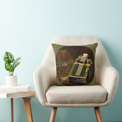 Vintage Business Comptometer Accounting Calculator Throw Pillow