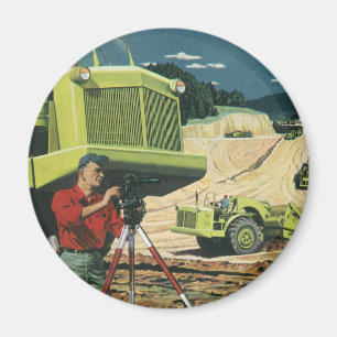 Vintage Business, Construction Site with Surveyor Magnet
