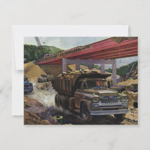 Vintage Business Dump Truck at a Construction Site