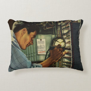 Vintage Business Electrician Circuit Breaker Panel Accent Pillow