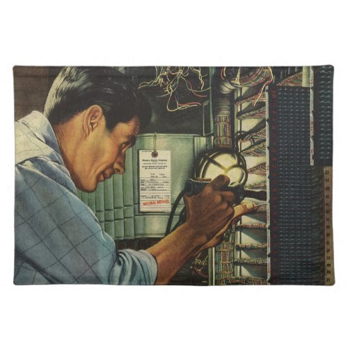 Vintage Business Electrician Circuit Breaker Panel Cloth Placemat