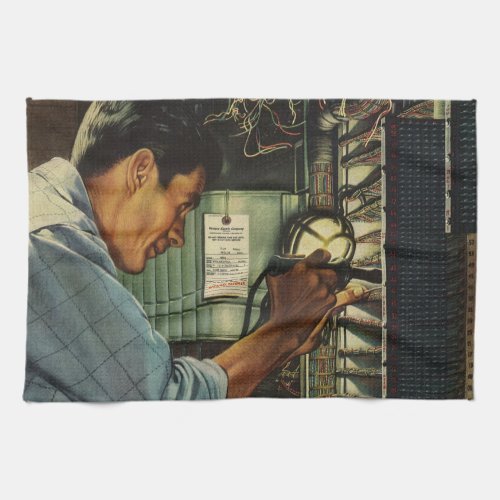 Vintage Business Electrician Circuit Breaker Panel Kitchen Towel