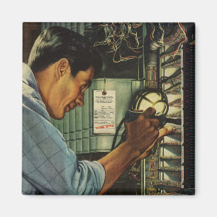 Vintage Business Electrician Circuit Breaker Panel Magnet