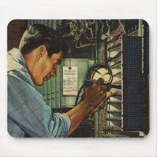 Vintage Business Electrician Circuit Breaker Panel Mouse Pad