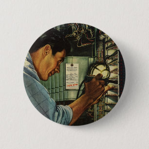 Vintage Business Electrician Circuit Breaker Panel Pinback Button