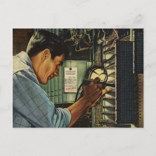 Vintage Business Electrician Circuit Breaker Panel Postcard
