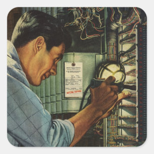 Vintage Business Electrician Circuit Breaker Panel Square Sticker