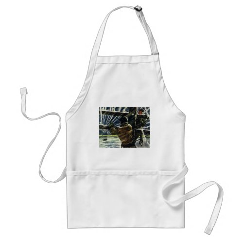 Vintage Business Electrician Working in Snow Storm Adult Apron