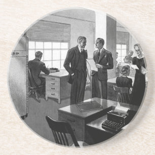 Vintage Business, Executive Businessmen Office Sandstone Coaster