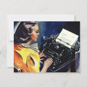 Vintage Business Executive Secretary Typing Letter