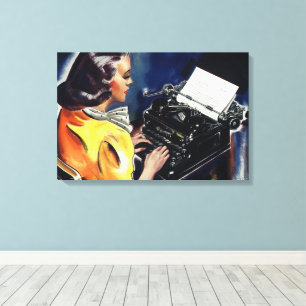 Vintage Business Executive Secretary Typing Letter Canvas Print