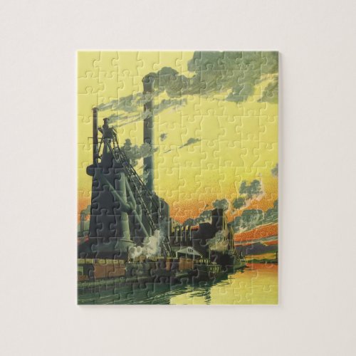 Vintage Business Factory Manufacturing on a Dock Jigsaw Puzzle