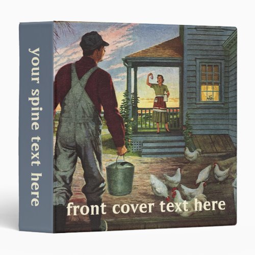 Vintage Business Farm with Farmer and Chickens 3 Ring Binder