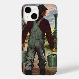 Vintage Business, Farm with Farmer and Chickens Case-Mate iPhone 14 Case