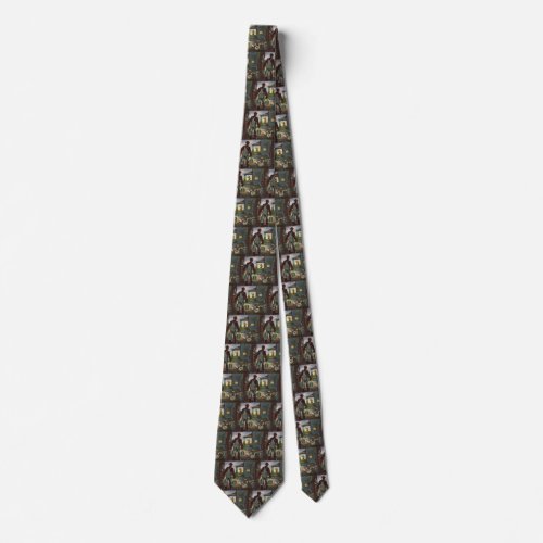 Vintage Business Farm with Farmer and Chickens Tie