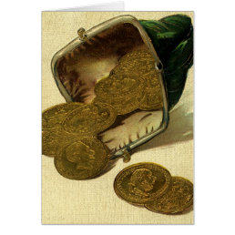 Vintage Business Finance, Gold Coin Money in Purse