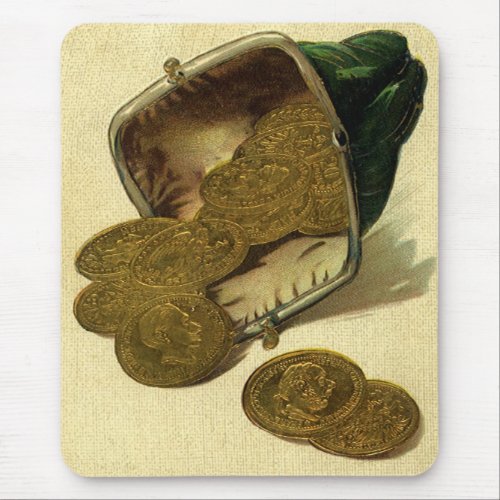 Vintage Business Finance Gold Coin Money in Purse Mouse Pad