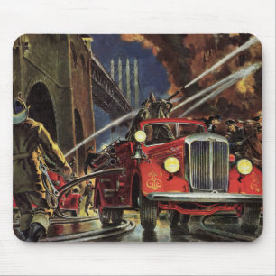 Vintage Business, Firemen Firefighters Fire Trucks Mouse Pad