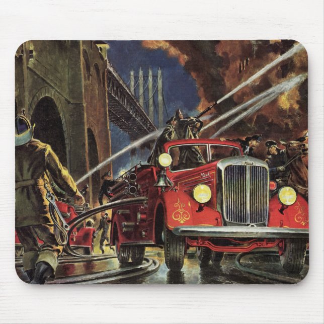 Vintage Business, Firemen Firefighters Fire Trucks Mouse Pad (Front)