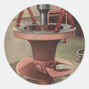 Vintage Business, Giant Water Turbine Energy Classic Round Sticker