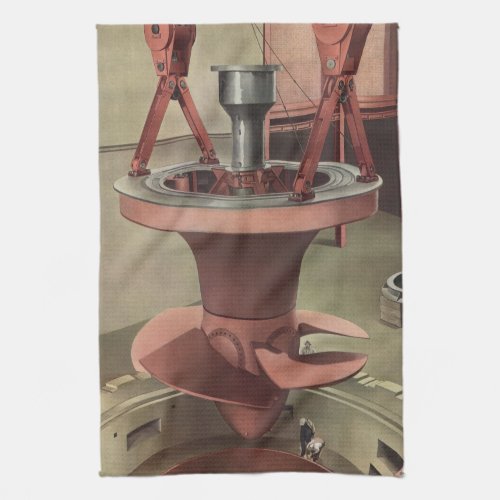 Vintage Business Giant Water Turbine Energy Kitchen Towel