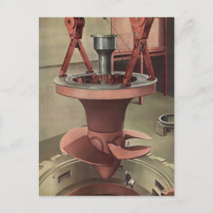 Vintage Business, Giant Water Turbine Energy Postcard