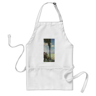 Vintage Business, Gushing Oil Well with Workers Adult Apron