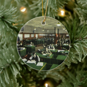 Vintage Business, Journalists in Newspaper Office Ceramic Ornament