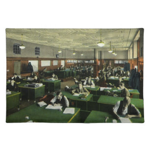 Vintage Business, Journalists in Newspaper Office Cloth Placemat