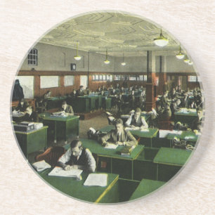 Vintage Business, Journalists in Newspaper Office Drink Coaster