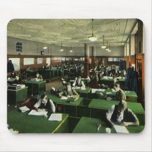 Vintage Business Journalists in Newspaper Office Mouse Pad