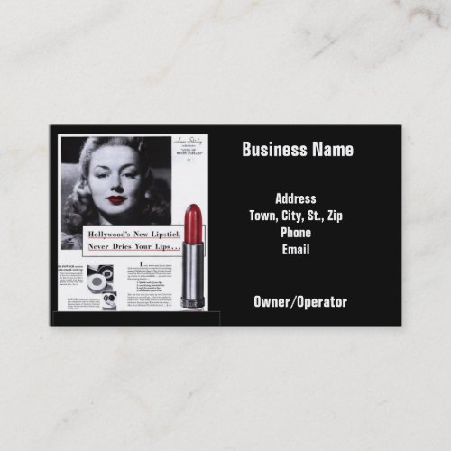 Vintage Business Lipstick Appointment Card