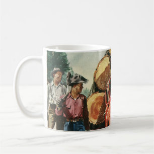 Vintage Business, Logging Truck with Lumberjacks Coffee Mug