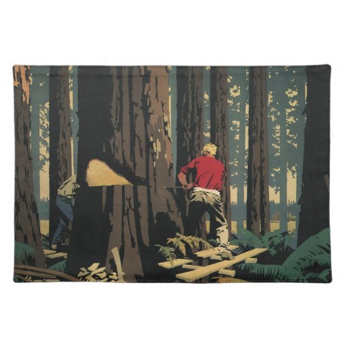 Vintage Business Lumber Industry Redwood Forest Cloth Placemat