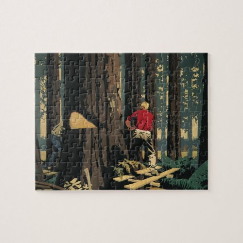 Vintage Business Lumber Industry Redwood Forest Jigsaw Puzzle