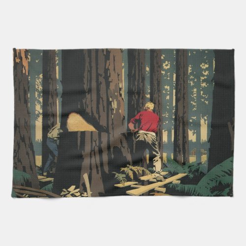 Vintage Business Lumber Industry Redwood Forest Kitchen Towel