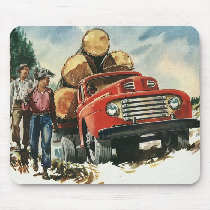 Vintage Business, Lumberjacks with Logging Truck Mouse Pads